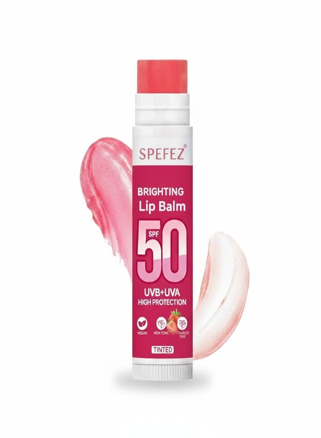 SPEFEZ Lip Balm Spf 50 PA++++& Vitamin C + E | For Dark Lips Tinted Ceramide Lip Balm- Kojic Acid & Niacinamide | For Lip Lightening & Protection | For men and women | 5gm (Strawberry & Watermelon) - Image 1